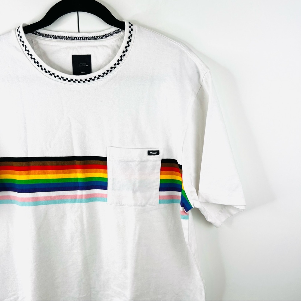 Vans White Rainbow Pride Knit Crew Checkerboard LGBT Limited Edition Shirt - Picture 3 of 10